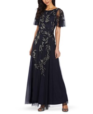 Adrianna Papell - Flutter-Sleeve Embellished Gown