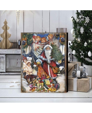 Designocracy Vintage-Like Gift Giver Santa by G DeBrekht Handcrafted Wall and Home Decor