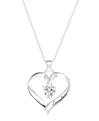 Macy's - Inspirational Sterling Silver Necklace, Cubic Zirconia (6mm) Open Heart Pendant