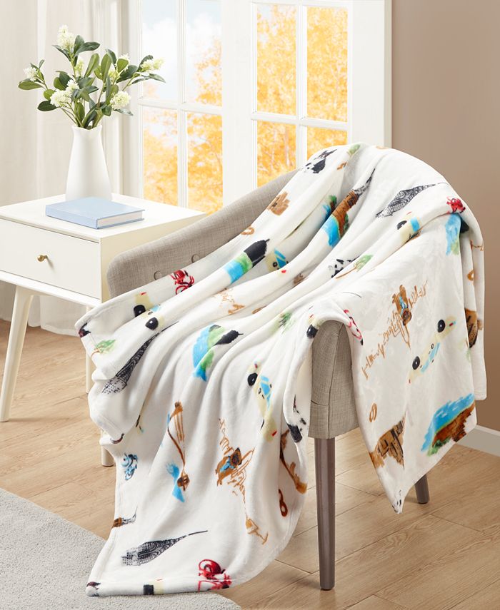 Whim by Martha Stewart Holiday Printed Plush Throw, Created for