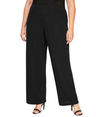 Alex Evenings - Plus Size Metallic-Knit Straight-Leg Pants