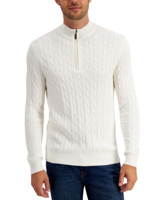 Men's Cable Knit Quarter-Zip Sweater