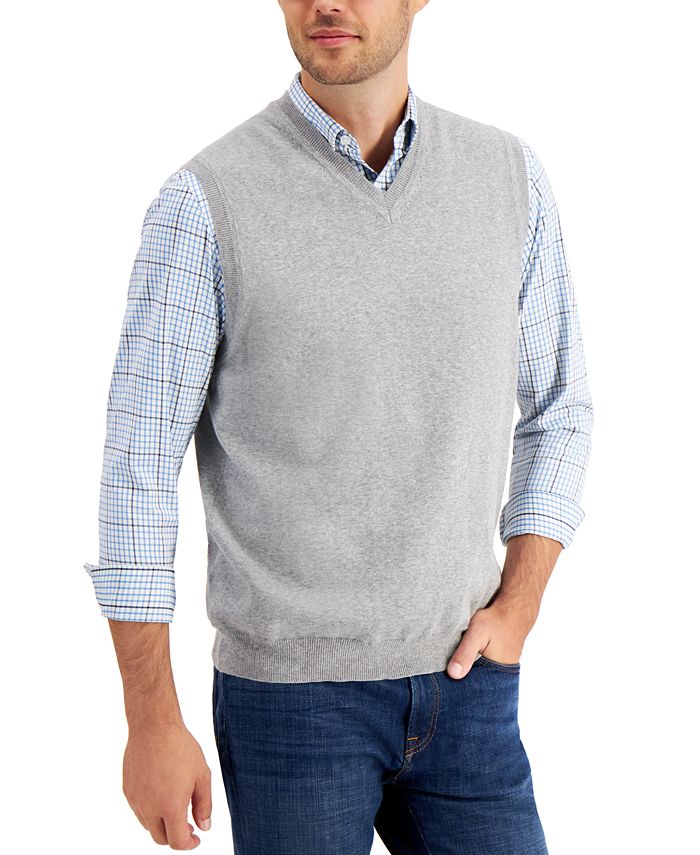 Club Room Men's Solid V-Neck Sweater Vest, Created for Macy's - Macy's