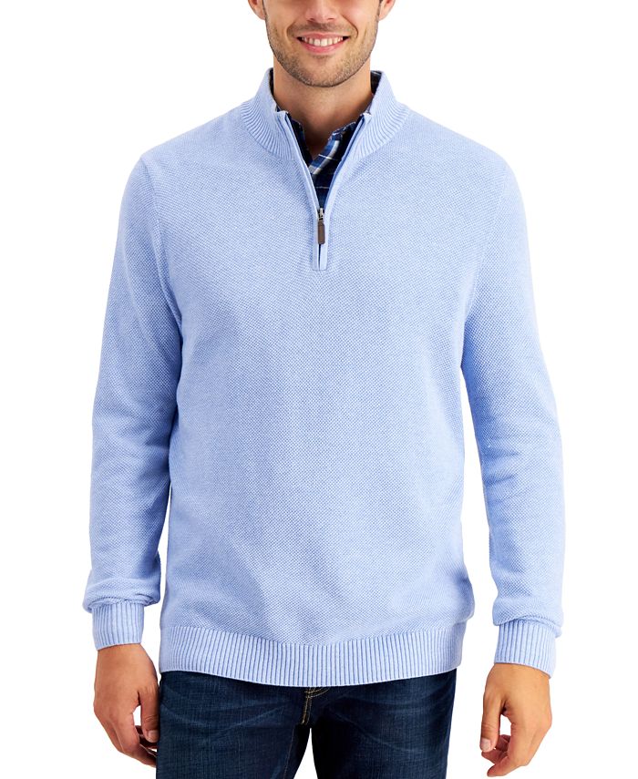 Club Room Men's Quarter-Zip Textured Cotton Sweater, Created for