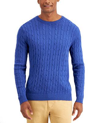 Club Room Men's Cable-Knit Cotton Sweater, Created for Macy's & Reviews ...