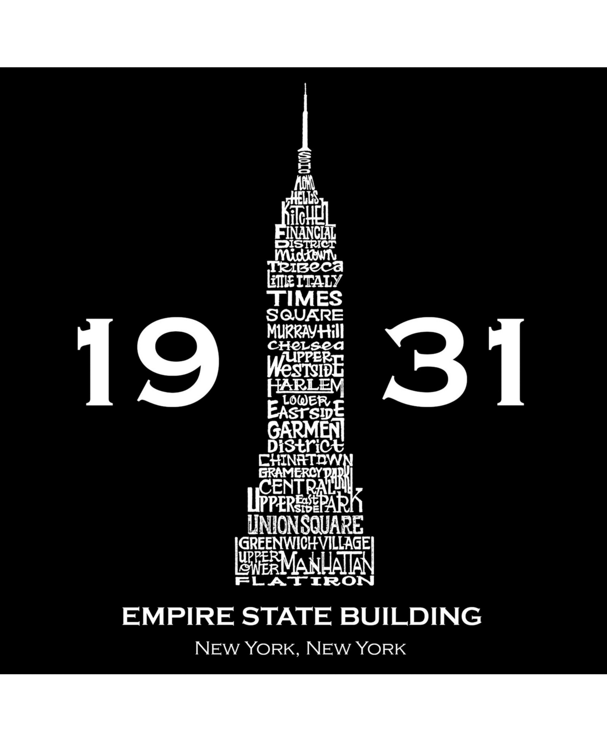La Pop Art Empire State Building Men's Raglan Word Art T-shirt