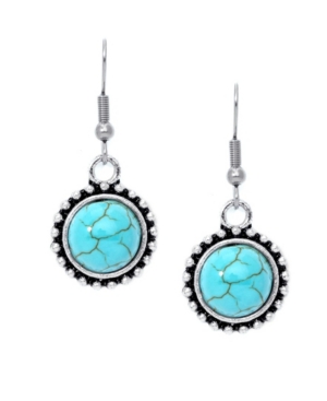 image of Macy-s Simulated Turquoise Fine Silver Plated Round Wire Earrings