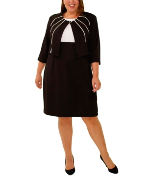Ny Collection Women's Plus Size 3/4 Sleeve Jacket and Dress