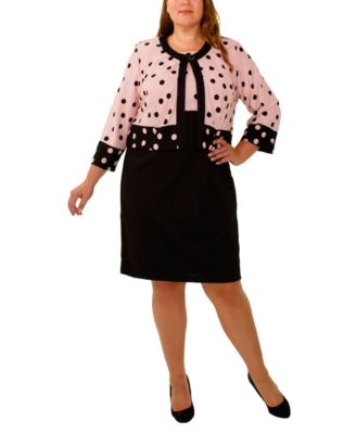 NY Collection Plus Size 3/4 Sleeve Jacket And Sleeveless Dress - Macy's