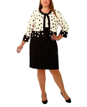 Ny Collection Plus Size 3/4 Sleeve Jacket and Sleeveless Dress