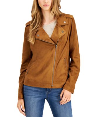 petite faux suede biker jacket