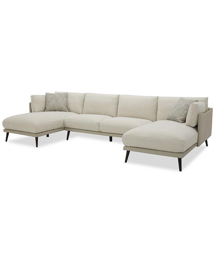 Furniture Marleese 3 Pc Fabric And Leather Sofa With Double Chaise Created For Macy S Reviews Furniture Macy S