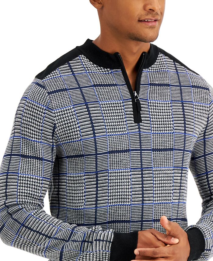 DKNY Men's Mixed Pattern Quarter-Zip Sweater, Created for Macy's - Macy's