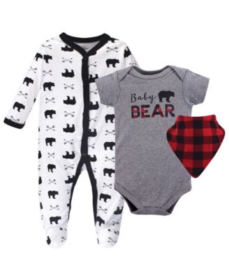 Little Treasure Baby Boys Treasure Sleep and Play Bodysuit and Bib - Dark Gray 22$