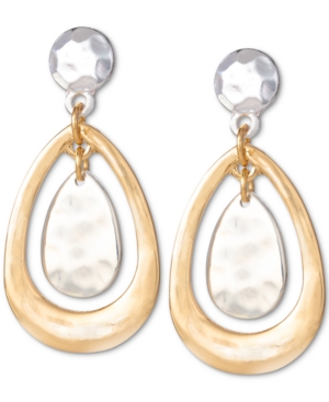 image of Style & Co Two-Tone Hammered Drop Earrings, Created for Macy-s