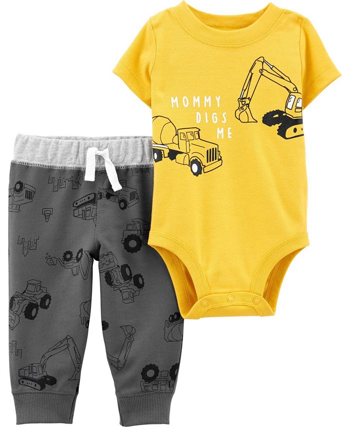 Carter's Baby Boy 2-Piece Construction Bodysuit Pant Set - Macy's