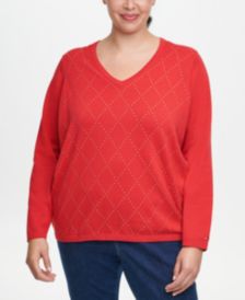 Plus Size Ivy Cotton Argyle Sweater