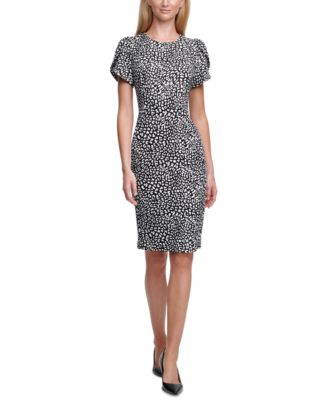 Calvin Klein - Printed Tulip-Sleeve Sheath Dress