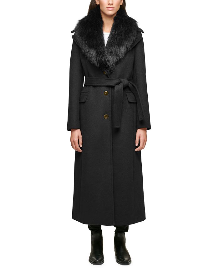 Calvin Klein Women's Faux-Fur-Collar Maxi Wrap Coat & Reviews - Coats &  Jackets - Women - Macy's