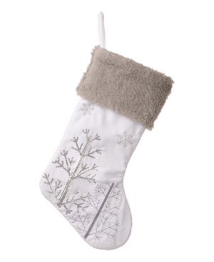 Glitzhome White Fleece With Christmas Tree And Snowflake Stocking