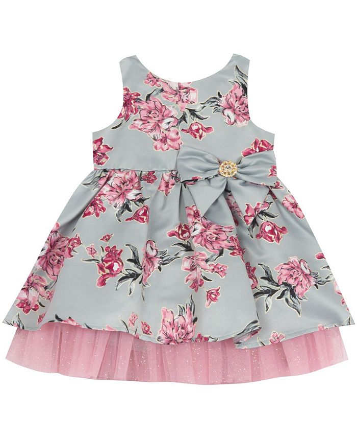 Rare Editions Baby Girls Printed Foil Mikado Dress With Ruffle And Bow ...