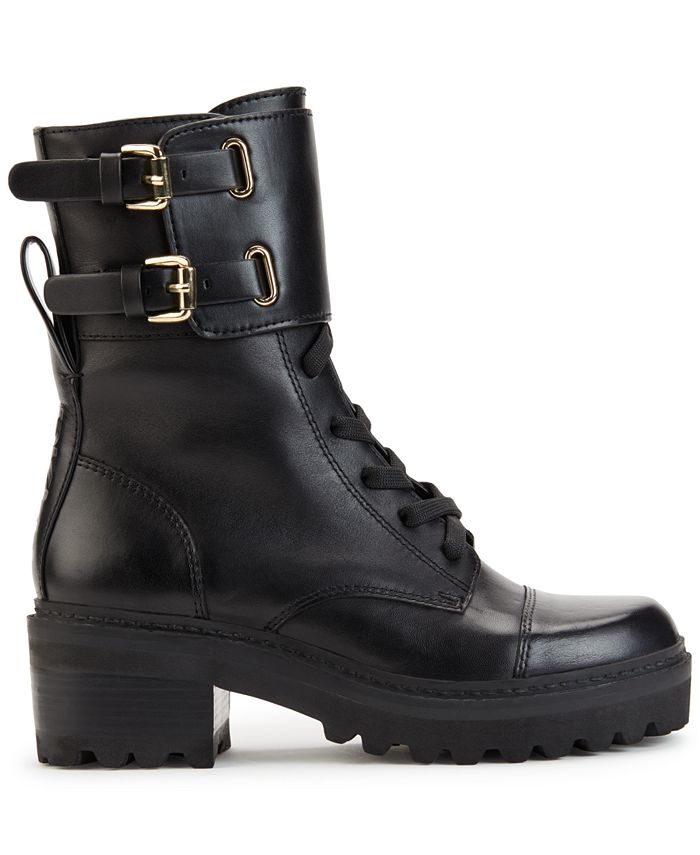 DKNY Women's Bart Lace-Up Buckled Lug Sole Booties & Reviews - Boots ...