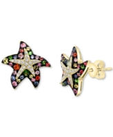 Effy Multi-Sapphire (7/8 ct. t.w.) & Diamond (1/6 ct. t.w.) Starfish Stud Earrings in 14k Gold - Multi Sapphire