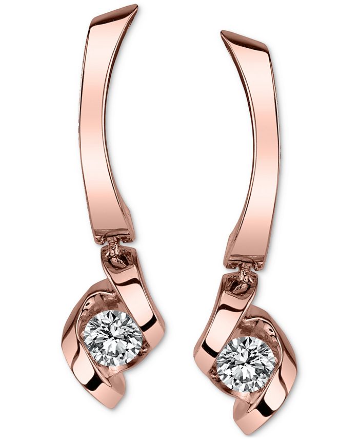 Macy's Diamond Drop Earrings (1/5 ct. t.w.), in 14k Rose Gold or 14k