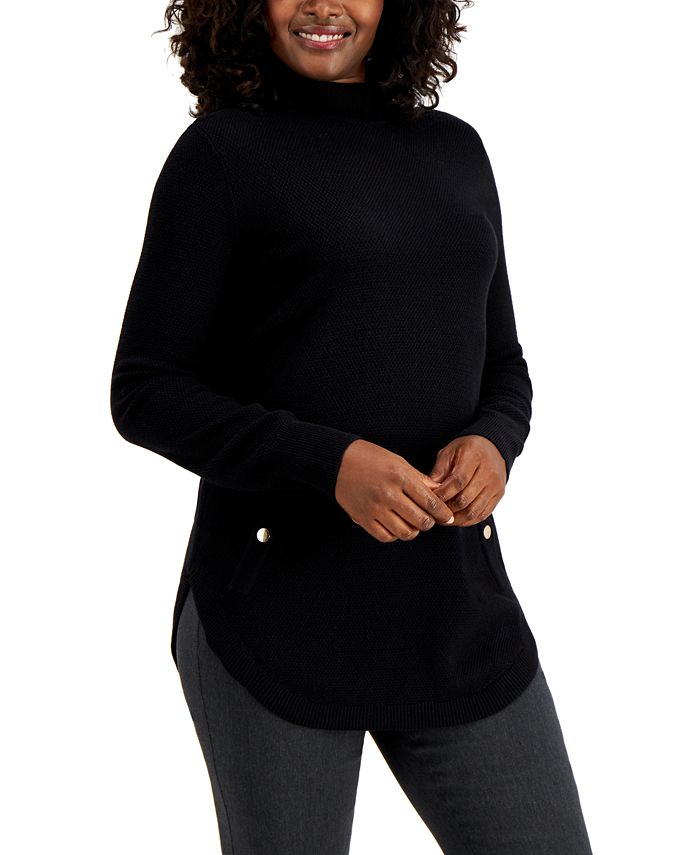 JM Collection Mock-Neck Round-Hem Sweater, Created for Macy's - Macy's