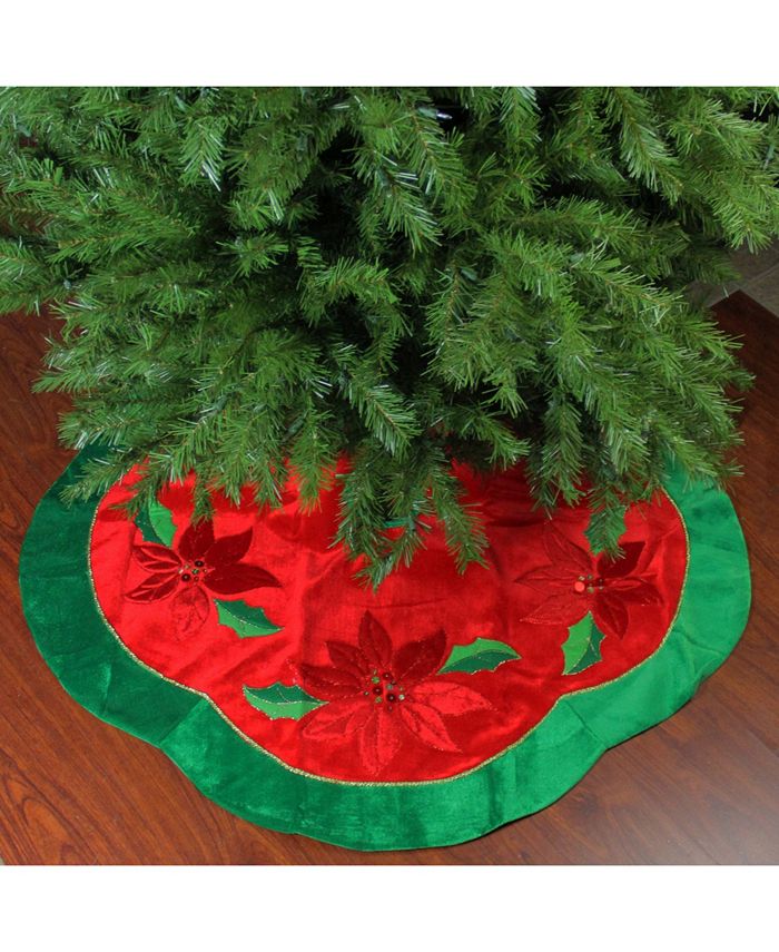 Northlight Sequined Poinsettia Christmas Tree Skirt Macy's