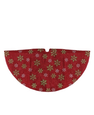 Northlight Metallic With And Snowflakes Mini Christmas Tree Skirt In Red