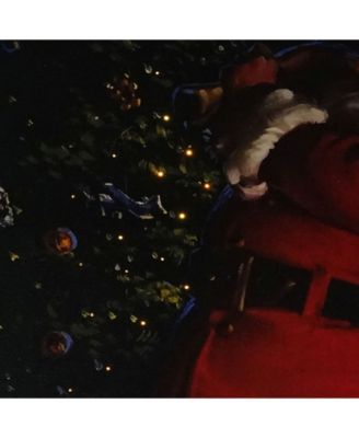 LED Lighted Jolly Santa Claus with Bag Of Gifts Christmas Canvas Wall Art