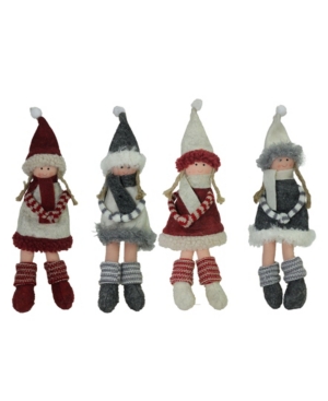 Northlight 4 Count Girls with Scarf Christmas Doll Ornaments