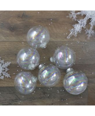 6-Piece Iridescent Ball Christmas Ornament Set 3.25" 80mm