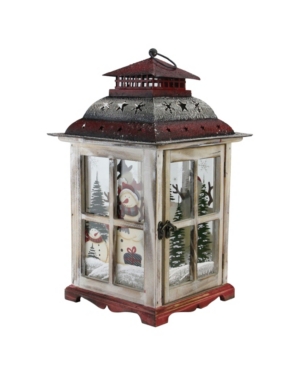 Northlight Snowman Holiday Scene Christmas Pillar Candle Lantern