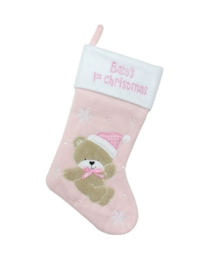 Northlight "baby's 1st Christmas" Embroider Teddy Bear Christmas Stocking In White