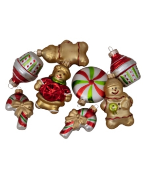 Northlight Pack Of Gingerbread Men With Sweet Treats Christmas Ornaments In Gold
