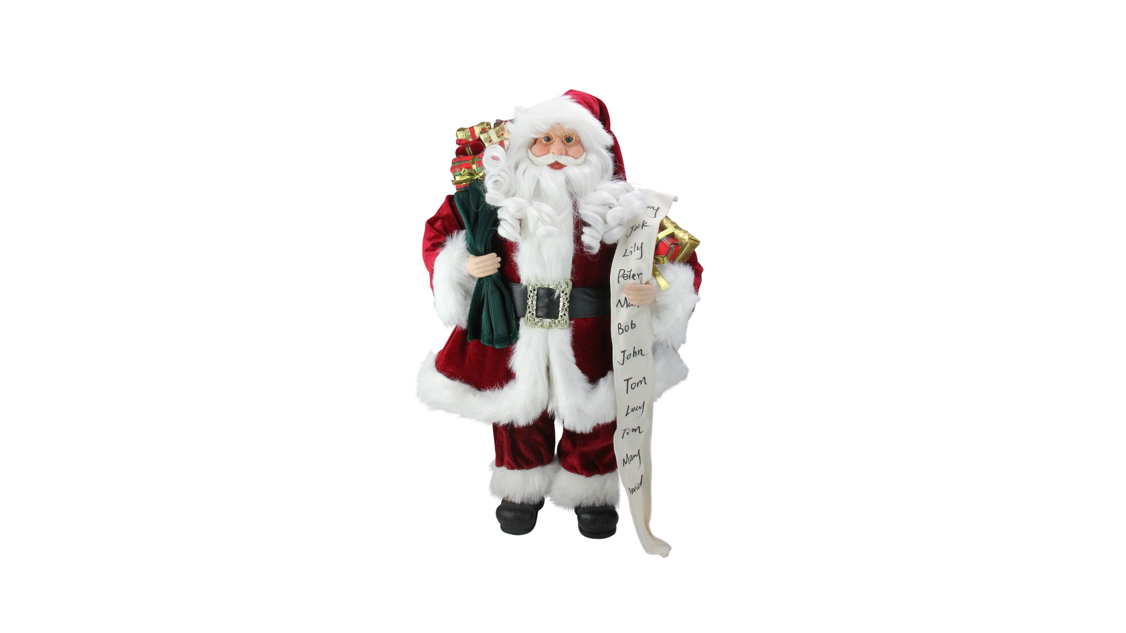 Northlight Santa Claus with Naughty or Nice List and Bag Of Presents Christmas Figure