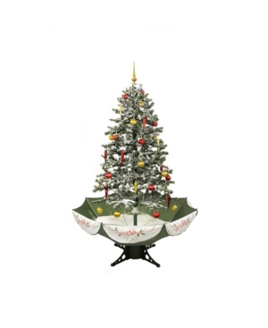 Northlight Pre-lit Medium Musical Snowing Artificial Christmas Tree With Umbrella Base In Green