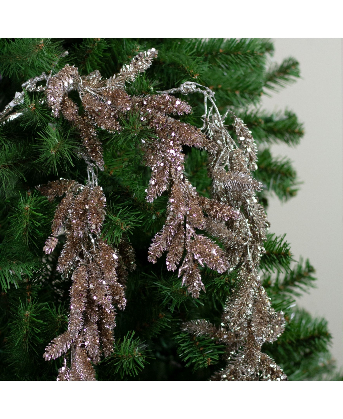 Northlight Champagne Glitter Hanging Pine Artificial Christmas Spray