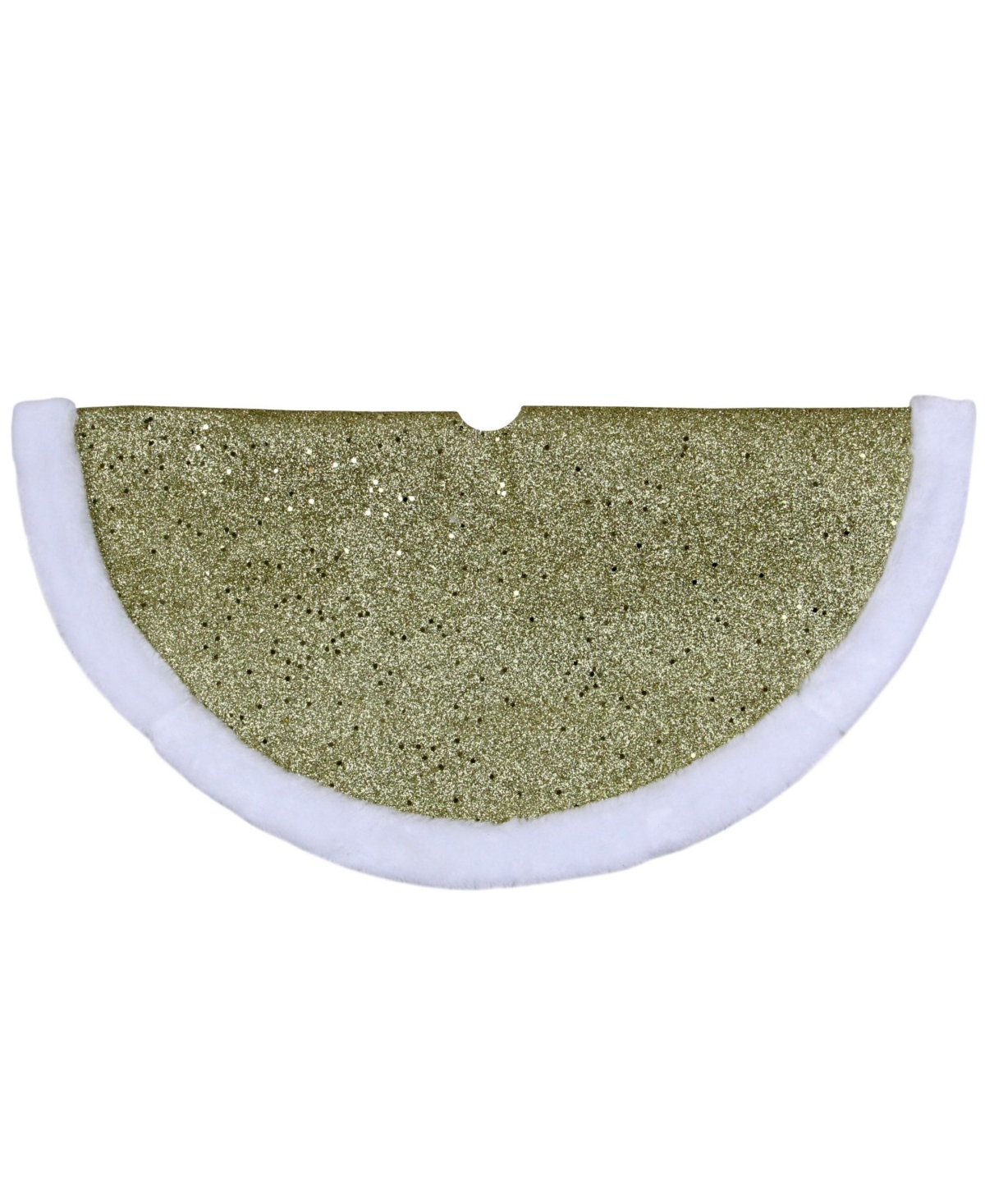 Glitter Mini Christmas Tree Skirt with Faux Fur Trim - Gold