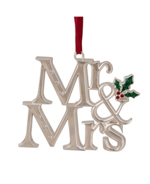 Northlight "mr And Mrs" Christmas Ornament With Holly Leaves In Silver