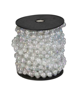 Unlit Shiny Clear Iridescent Beaded Artificial Christmas Garland