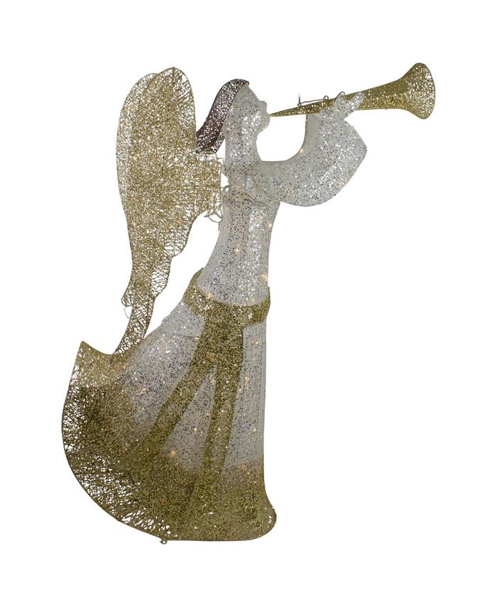 Northlight Cotton Thread LED Lighted Glitter Angel Outdoor Christmas ...