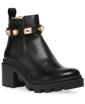 image of Steve Madden Women-s Amulet Embellished Lug-Sole Booties