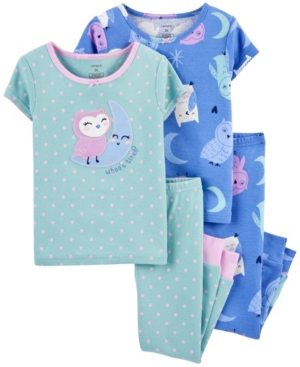 image of Carter-s Toddler Girl 4-Piece Owls Snug Fit Cotton PJs