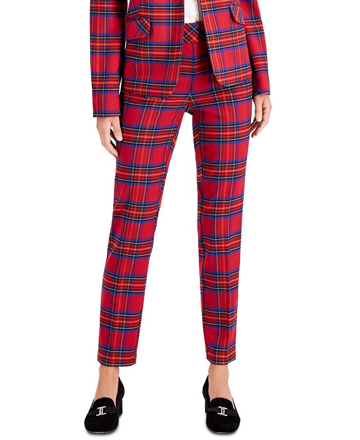 Red plaid hotsell ankle pants