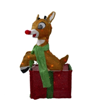 Northlight Pre-lit Rudolph The Red-nosed Reindeer Gi Box Christmas Outdoor Decoration In Brown