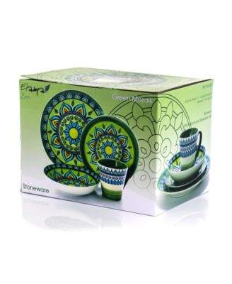 Zen Mozaik Green 16 Pc. Dinnerware Set, Service for 4