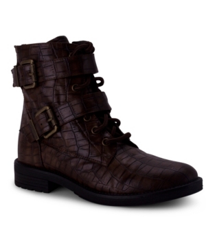 image of Wanted Women-s Christan Lace Up Croco Combat Boots Women-s Shoes